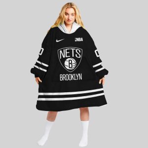 NBA Brooklyn Nets Personalized Oodie Blanket Hoodie Wearable Blanket Snuggie Hoodie
