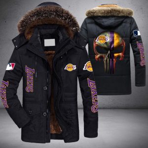 NBA Los Angeles Lakers Punisher Skull Parka Jacket Fleece Coat Winter PJF1055
