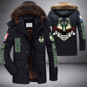 NBA Milwaukee Bucks Eagle Parka Jacket Fleece Coat Winter PJF1057