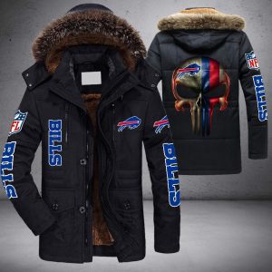 NFL Buffalo Bills Punisher Skull Parka Jacket Fleece Coat Winter PJF1080