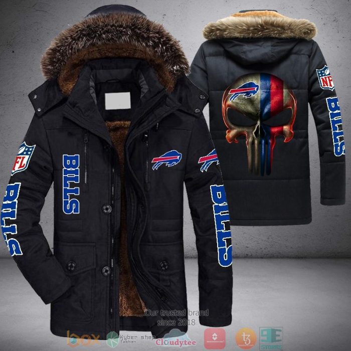 NFL Buffalo Bills Punisher Skull United States Flag 3D Parka Jacket Fleece Coat Winter PJF1081