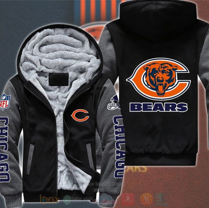 NFL Chicago Bears Logos Parka Jacket Fleece Coat Winter PJF1091