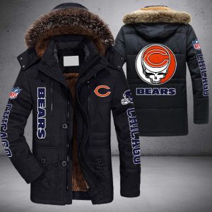 NFL Chicago Bears Skull Parka Jacket Fleece Coat Winter PJF1100