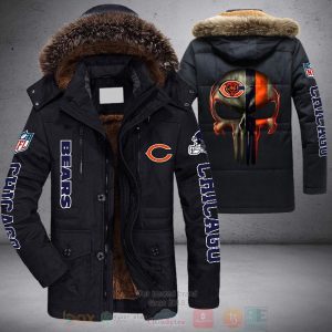 NFL Chicago Bears Skull Punisher Parka Jacket Fleece Coat Winter PJF1101