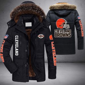 NFL Cleveland Browns Parka Jacket Fleece Coat Winter PJF1103