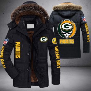 NFL Green Bay Packers Skull Parka Jacket Fleece Coat Winter PJF1124