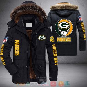 NFL Green Bay Packers Skull logo Parka Jacket Fleece Coat Winter PJF1123