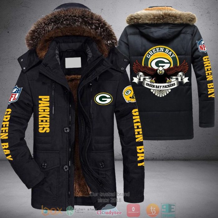 NFL Green Bay Packerss Logo Eagle 3D Parka Jacket Fleece Coat Winter PJF1126