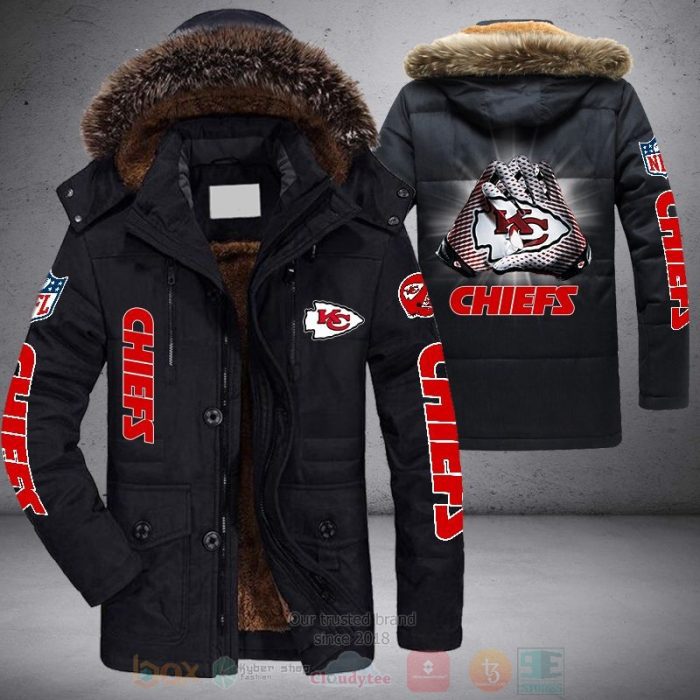 NFL Kansas City Chiefs Gloves Parka Jacket Fleece Coat Winter PJF1131