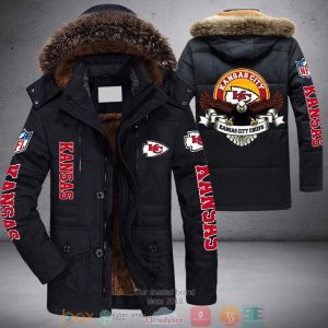 NFL Kansas City Chiefs Logo Eagle 3D Parka Jacket Fleece Coat Winter PJF1133