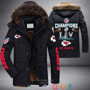 NFL Kansas City Chiefs logo Go Chiefs Super Bowl LIV 3D Parka Jacket Fleece Coat Winter PJF1135