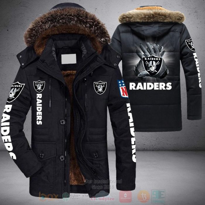 NFL Las Vegas Raiders Gloves Parka Jacket Fleece Coat Winter PJF1156