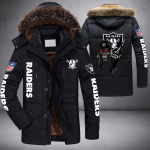 NFL Las Vegas Raiders Skull Cap Parka Jacket Fleece Coat Winter PJF1162