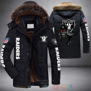 NFL Las Vegas Raiders Skull Hat Parka Jacket Fleece Coat Winter PJF1164