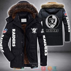 NFL Las Vegas Raiders Skull logo Parka Jacket Fleece Coat Winter PJF1165