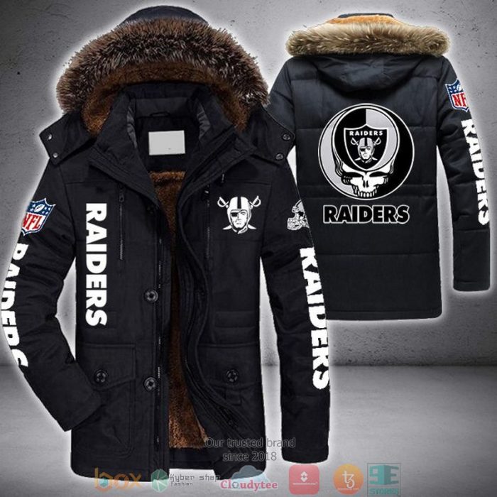 NFL Las Vegas Raiders Skull logo Parka Jacket Fleece Coat Winter PJF1165