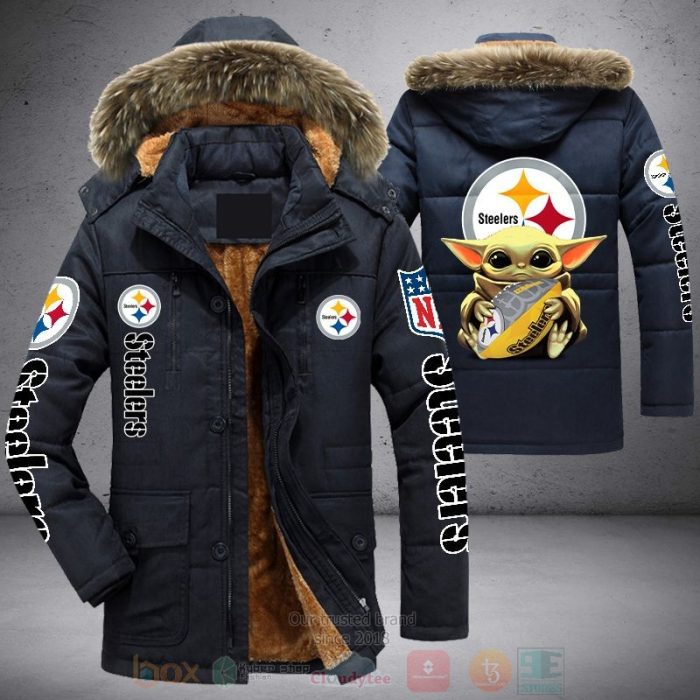 NFL Pittsburgh Steelers Baby Yoda Parka Jacket Fleece Coat Winter PJF1180