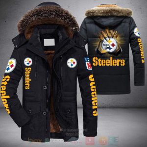 NFL Pittsburgh Steelers Gloves Parka Jacket Fleece Coat Winter PJF1183