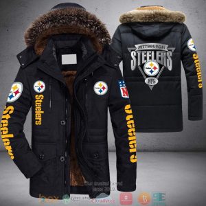 NFL Pittsburgh Steelers Silver Parka Jacket Fleece Coat Winter PJF1188