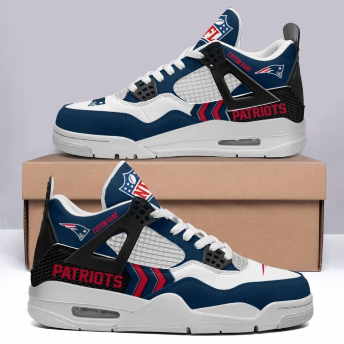 New England Patriots NFL Premium Jordan 4 Sneaker Personalized Name Shoes JD4752