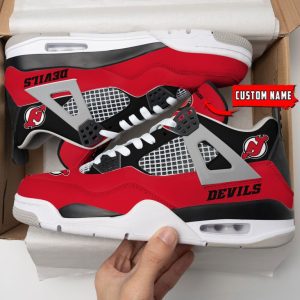 New Jersey Devils NHL Premium Jordan 4 Sneaker Personalized Name Shoes JD4661