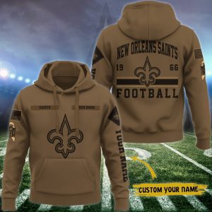 New Orleans Saints NFL Brown Salute To Service 2023 Veteran 3D Hoodie Custom Your Name HSL1151