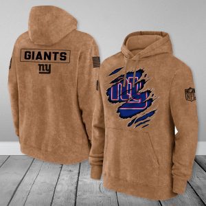 New York Giants NFL Brown Distressed Logo Salute To Service 2023 3D Hoodie HSL1056
