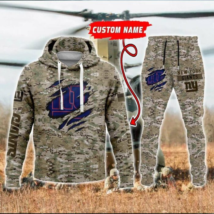 New York Giants NFL Camo Premium Sport 3D Hoodie & Jogger Personalized Name CHJ1230