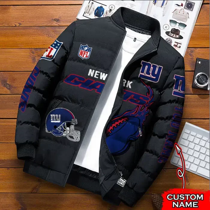 New York Giants NFL Premium Puffer Down Jacket Personalized Name