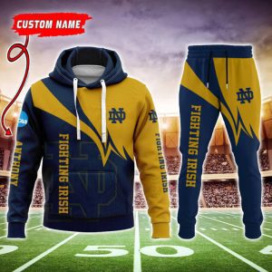 Notre Dame Fighting Irish NCAA Premium Sport 3D Hoodie & Jogger Personalized Name CHJ1069