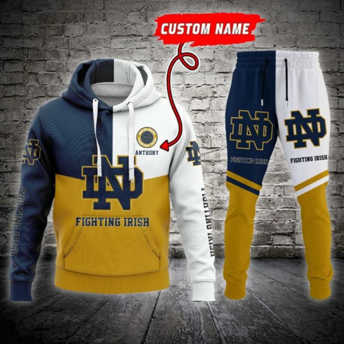 Notre Dame Fighting Irish NCAA Premium Sport 3D Hoodie & Jogger Personalized Name CHJ1070