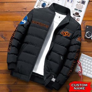 Oklahoma State Cowboys NCAA Premium Puffer Down Jacket Personalized Name