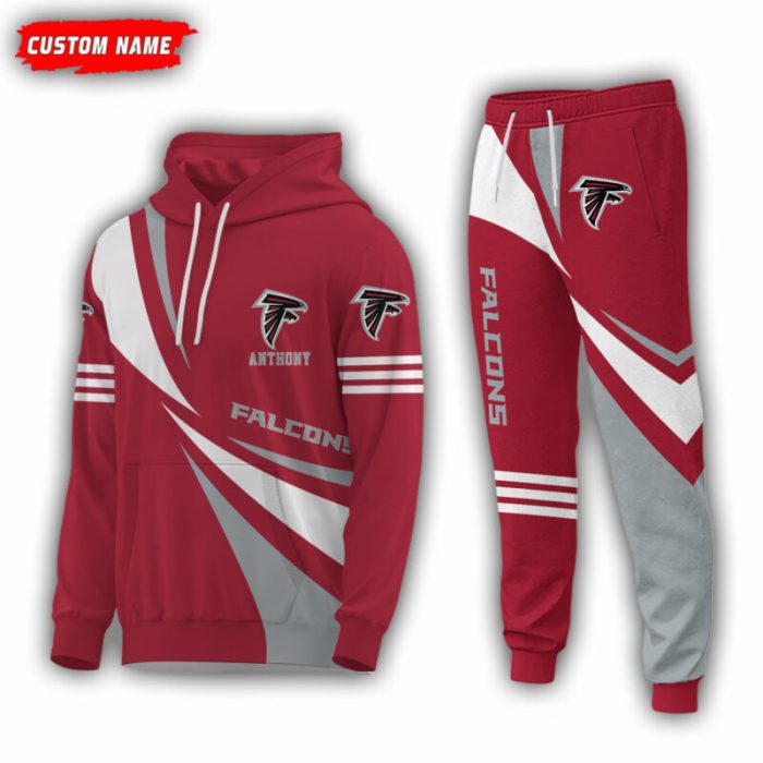 Personalized Name Atlanta Falcons NFL Combo Sport 3D Hoodie - Zip Hoodie - Sweatshirt - Tshirt & Jogger