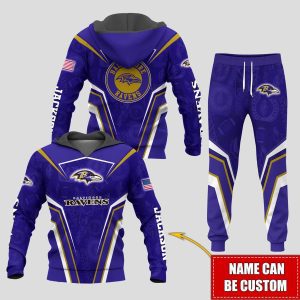 Personalized Name Baltimore Ravens NFL Combo Sport 3D Hoodie - Zip Hoodie - Sweatshirt - Tshirt & Jogger