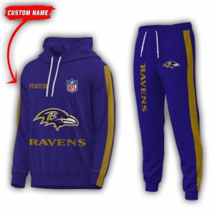 Personalized Name Baltimore Ravens NFL Combo Sport 3D Hoodie - Zip Hoodie - Sweatshirt - Tshirt & Jogger