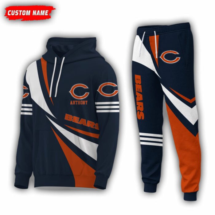 Personalized Name Chicago Bears NFL Combo Sport 3D Hoodie - Zip Hoodie - Sweatshirt - Tshirt & Jogger