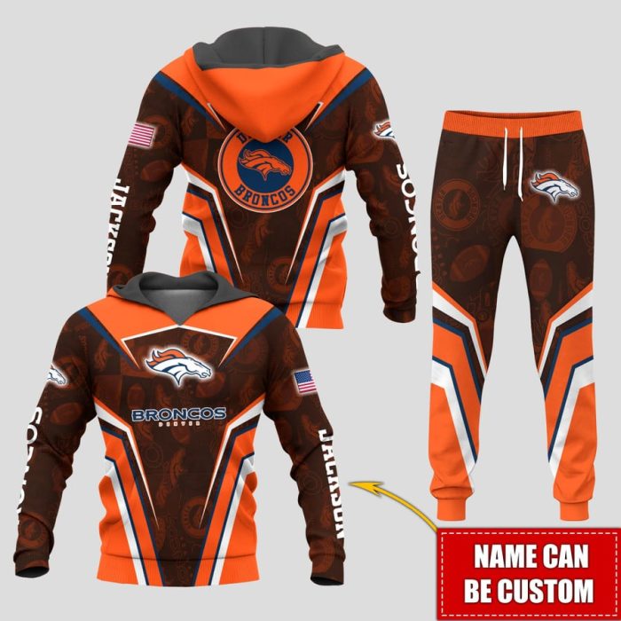 Personalized Name Denver Broncos NFL Combo Sport 3D Hoodie - Zip Hoodie - Sweatshirt - Tshirt & Jogger