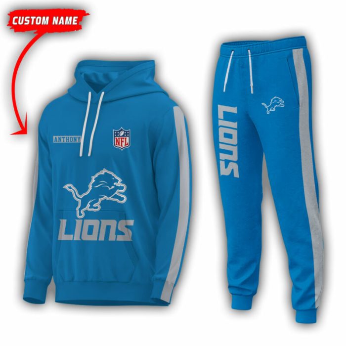 Personalized Name Detroit Lions NFL Combo Sport 3D Hoodie - Zip Hoodie - Sweatshirt - Tshirt & Jogger