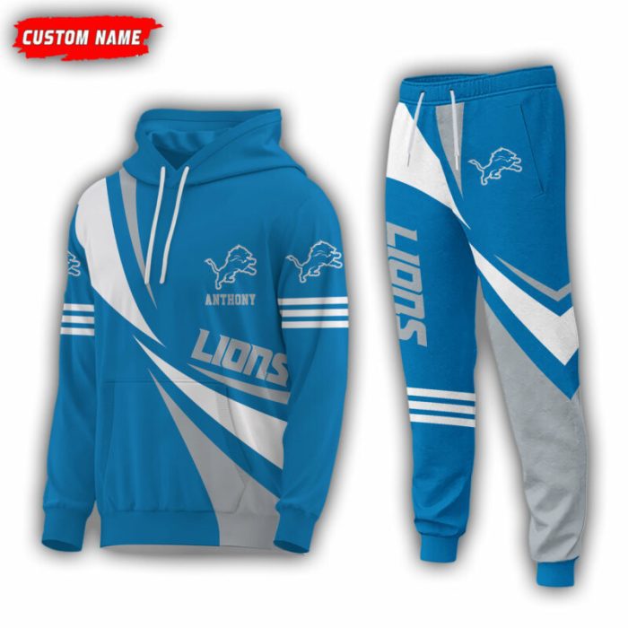 Personalized Name Detroit Lions NFL Combo Sport 3D Hoodie - Zip Hoodie - Sweatshirt - Tshirt & Jogger