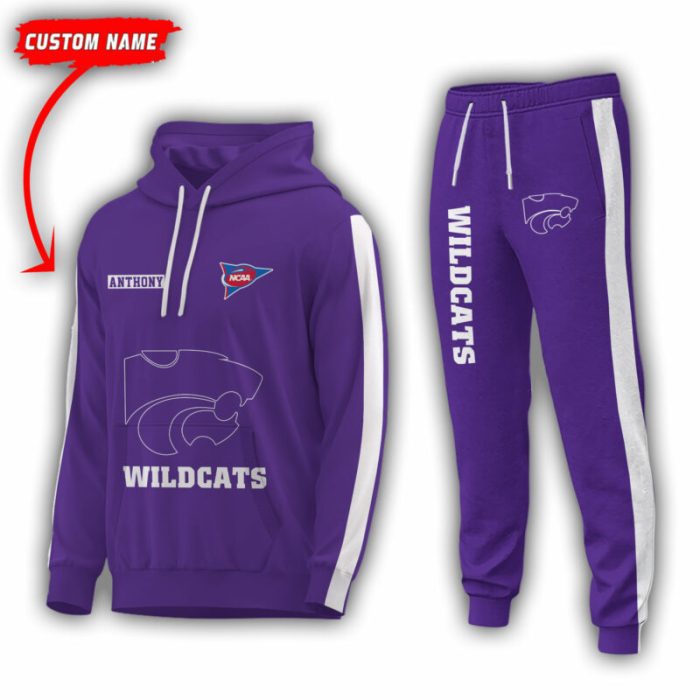 Personalized Name Kansas State Wildcats NCAA Combo Sport 3D Hoodie - Zip Hoodie - Sweatshirt - Tshirt & Jogger