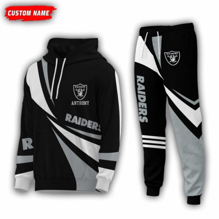 Personalized Name Las Vegas Raiders NFL Combo Sport 3D Hoodie - Zip Hoodie - Sweatshirt - Tshirt & Jogger