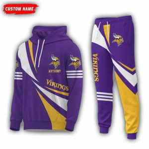 Personalized Name Minnesota Vikings NFL Combo Sport 3D Hoodie - Zip Hoodie - Sweatshirt - Tshirt & Jogger