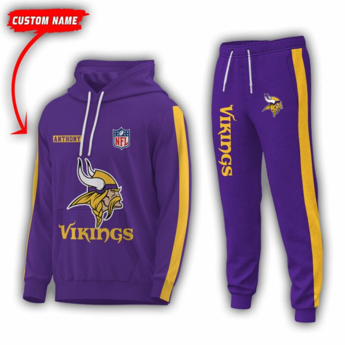 Personalized Name Minnesota Vikings NFL Combo Sport 3D Hoodie - Zip Hoodie - Sweatshirt - Tshirt & Jogger