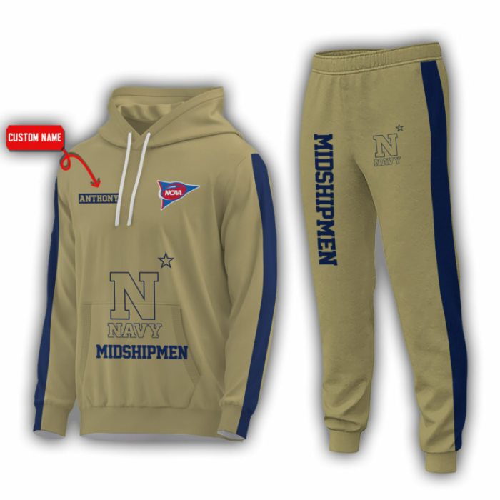 Personalized Name Navy Midshipmen NCAA Combo Sport 3D Hoodie - Zip Hoodie - Sweatshirt - Tshirt & Jogger