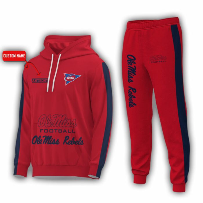 Personalized Name Ole Miss Rebels NCAA Combo Sport 3D Hoodie - Zip Hoodie - Sweatshirt - Tshirt & Jogger