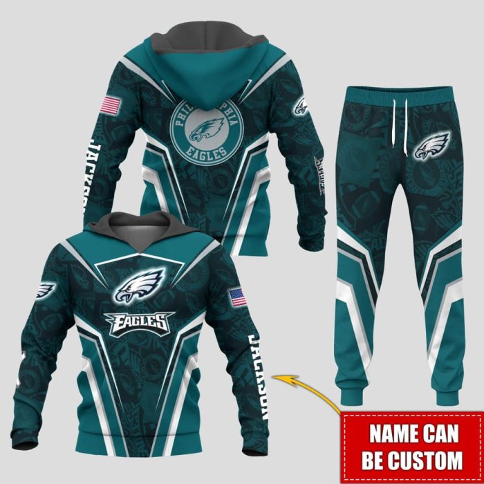 Personalized Name Philadelphia Eagles NFL Combo Sport 3D Hoodie - Zip Hoodie - Sweatshirt - Tshirt & Jogger