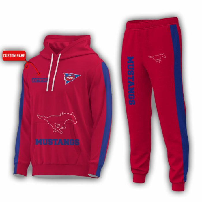 Personalized Name SMU Mustangs NCAA Combo Sport 3D Hoodie - Zip Hoodie - Sweatshirt - Tshirt & Jogger