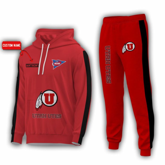 Personalized Name Utah Utes NCAA Combo Sport 3D Hoodie - Zip Hoodie - Sweatshirt - Tshirt & Jogger