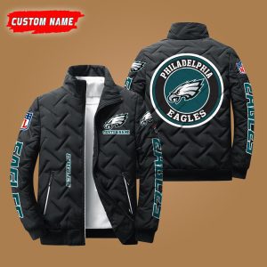 Philadelphia Eagles NFL Premium Personalized Name Padded Jacket Stand Collar Coats