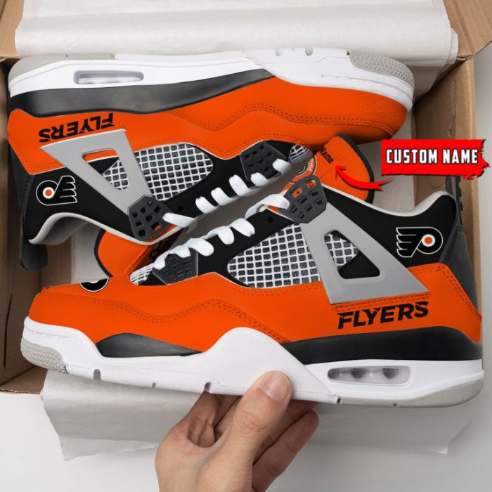 Philadelphia Flyers NHL Premium Jordan 4 Sneaker Personalized Name Shoes JD4665
